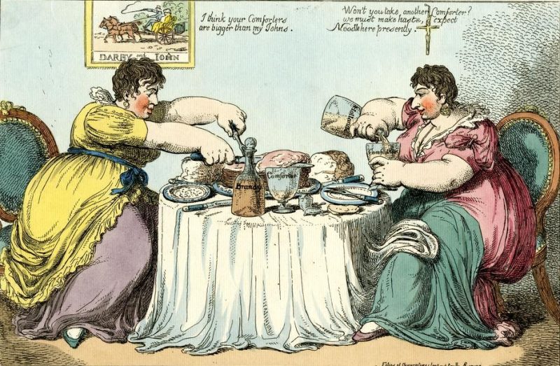 A depiction of a Regency breakfast.