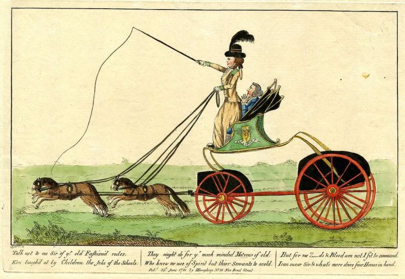An image of a phaeton, a light carriage drawn by two horses.