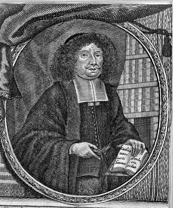 A black and white image of Johann Joachim Becher