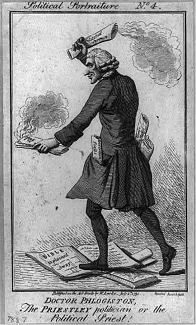 A depiction of how phlogiston is released during combustion.